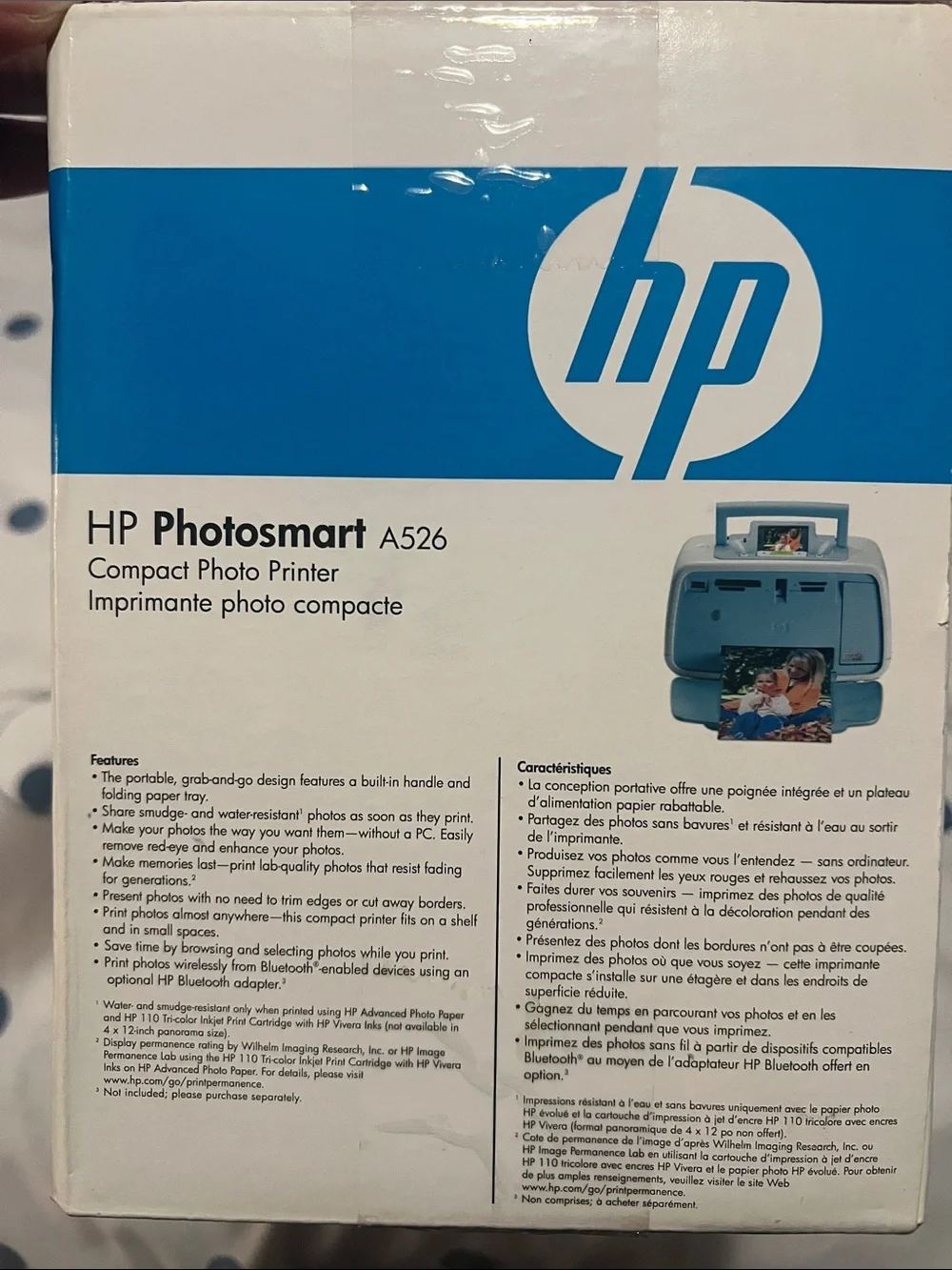 HP Photosmart A526 Compact Photo Printer - Teal and White